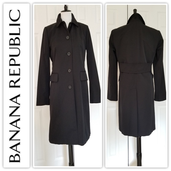 Banana Republic Jackets & Blazers - Banana Republic Black Trench Coat- Size M - EUC!